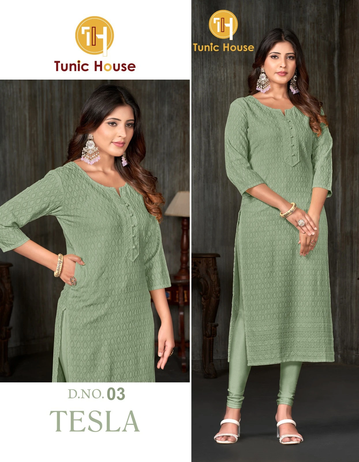 Tunic House Tesla Viscous Rayon Wholesale Fully Chikankari Fancy Kurtis Catalog — Wholesale Kurtis, MPA wholesale from Surat - Gallery Image 11